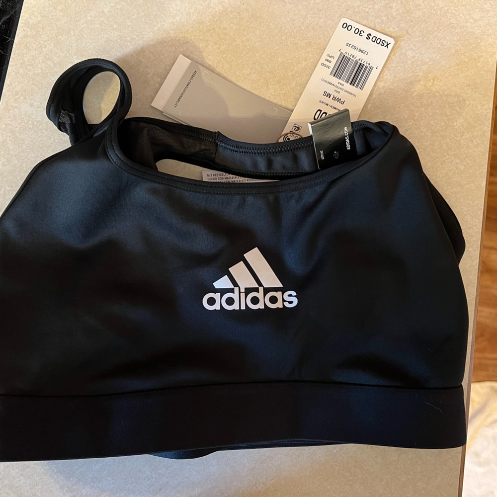 Womens sports bra black XS DD NWT Adidas brand